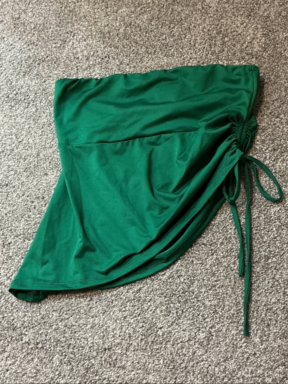 Emerald Drawstring Ruched Asymmetrical Mini Shirt